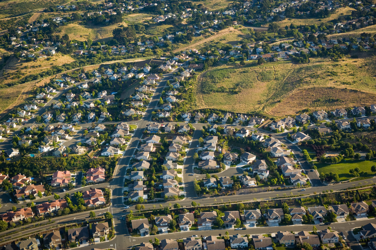 An aerial view of Benicia, part of S&G’s flooring service area.