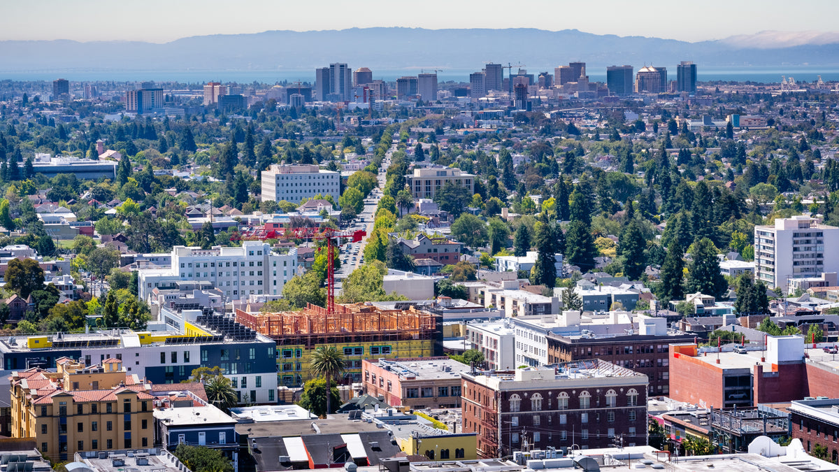 An aerial view of Berkeley, part of S&G’s flooring service area.