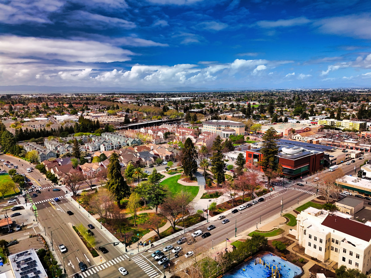 An aerial view of Hayward, part of S&G’s flooring service area.