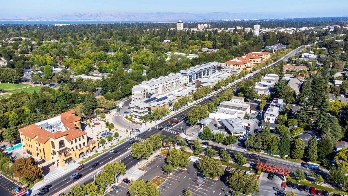 An aerial view of Menlo Park, part of S&G’s flooring service area.