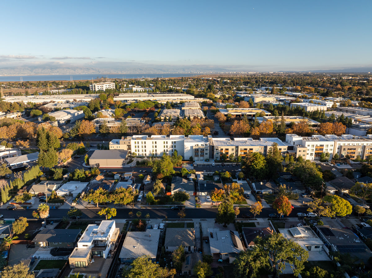 An aerial view of Palo Alto, part of S&G’s flooring service area.