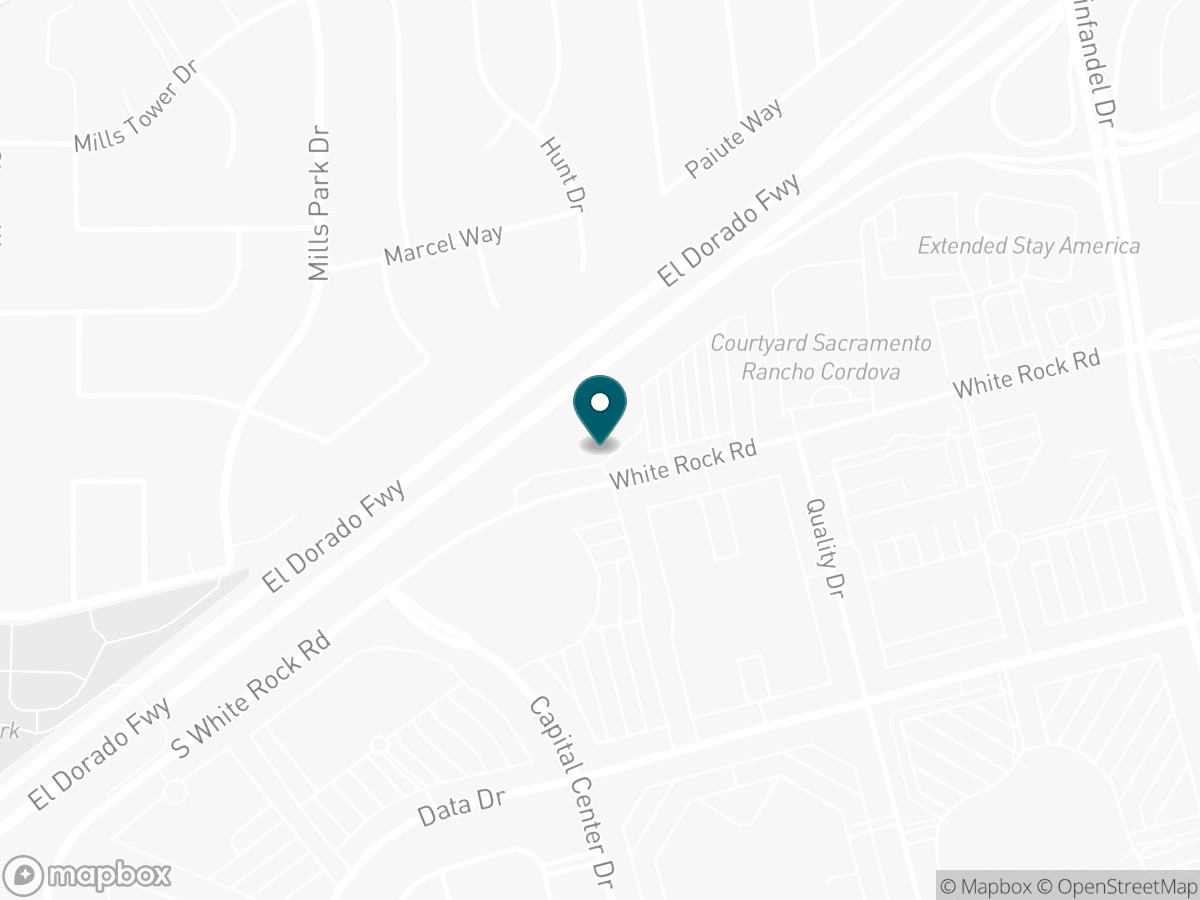 Map with a pin marking the S&G Carpet showroom on White Rock Rd in Rancho Cordova