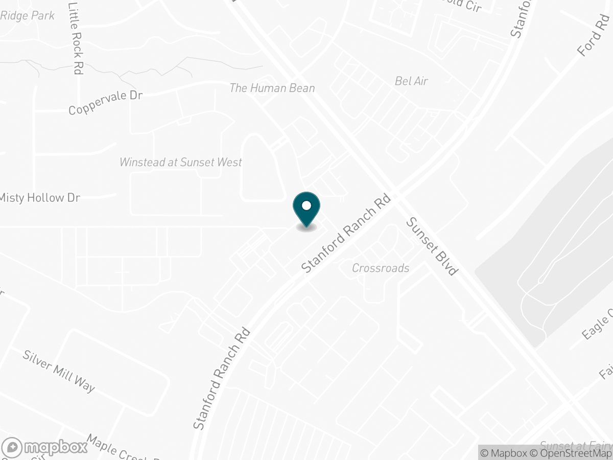 Map with a pin marking the S&G Carpet showroom on Stanford Ranch Rd in Rocklin
