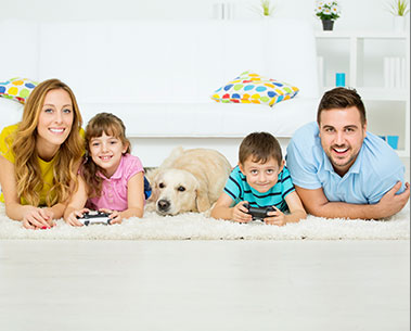 Family on Clean Carpet